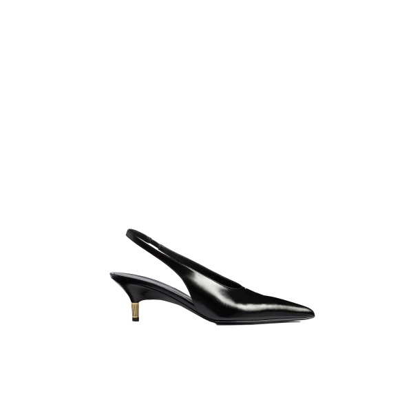 Khaite Bella Low Pump in Black Glazed Leather