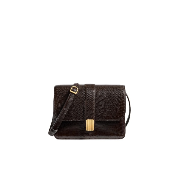 Khaite Blake Crossbody Bag in Ebano Lizard