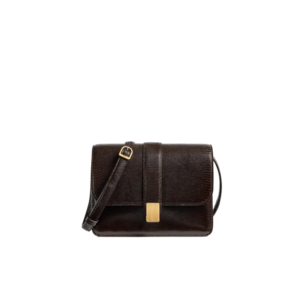 Khaite Blake Crossbody Bag in Ebano Lizard
