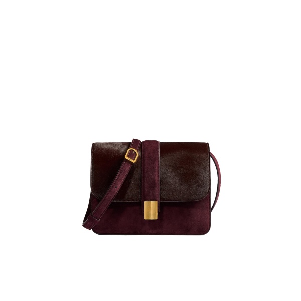 Khaite Blake Crossbody Bag in Rouge Noir Haircalf