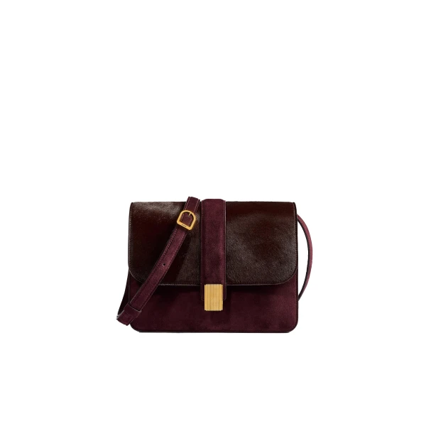 Khaite Blake Crossbody Bag in Rouge Noir Haircalf