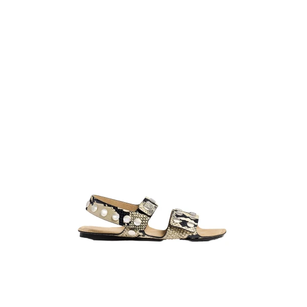 Boden Sandal in Python-Embossed Leather with Silver Studs