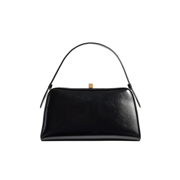 Khaite Cate Bag in Black Crackle Patent Leather