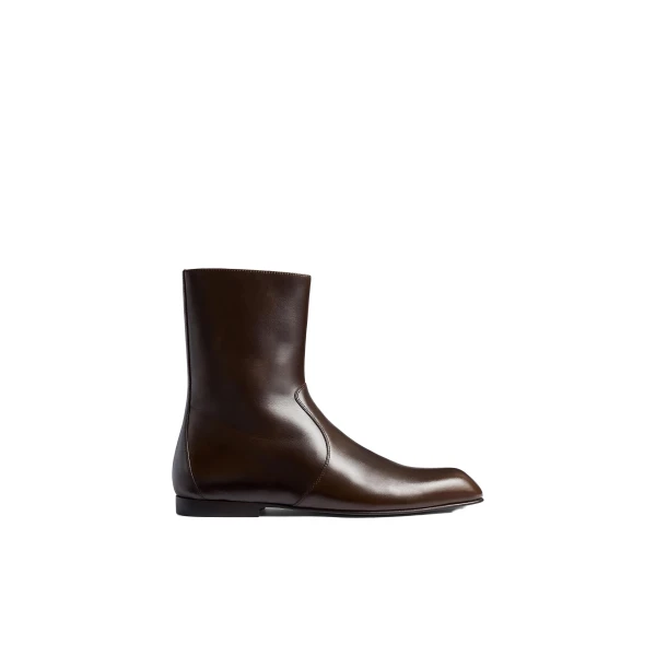 Khaite Colt Ankle Boot in Vintage Brown Leather