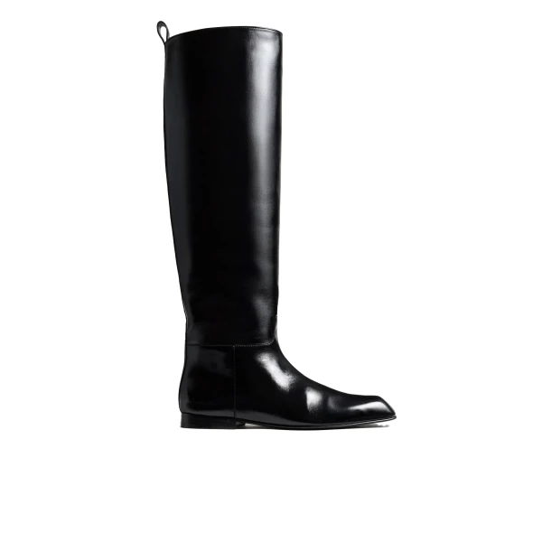 Khaite Colt Knee-High Boot in Black Glazed Leather