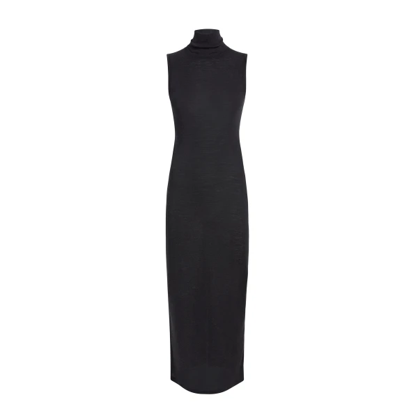 Demi Dress in Black Wool Silk