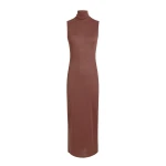 Khaite Demi Dress in Chestnut Wool Silk | Dresses | Coveti