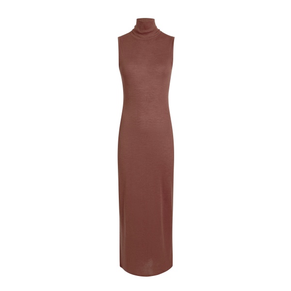Khaite Demi Dress in Chestnut Wool Silk | Dresses | Coveti