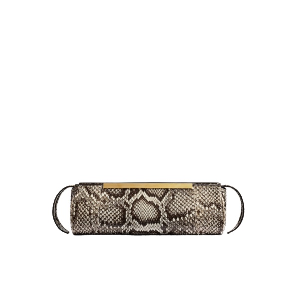 Khaite Donna Evening Clutch in Natural Python