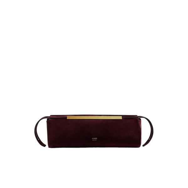 Khaite Donna Evening Clutch in Rouge Noir Suede