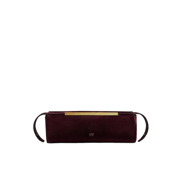 Khaite Donna Evening Clutch in Rouge Noir Suede
