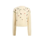 Khaite Elias Embroidery Sweater in Ivory | Knitwear | Coveti