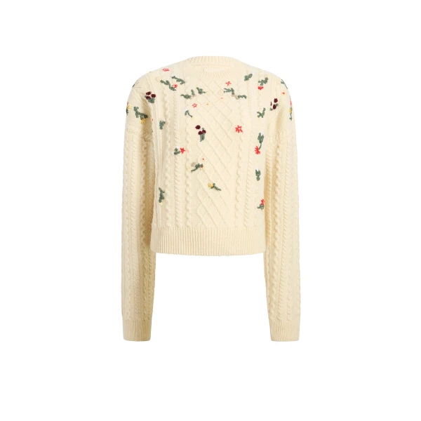 Elias Embroidery Sweater in Ivory