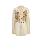 Khaite Goya Top in Champagne Monkey Embroidery | Tops | Coveti