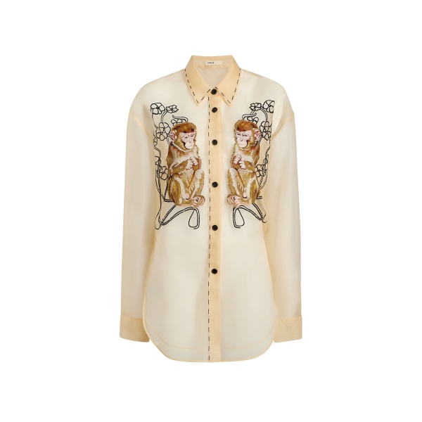 Khaite Goya Top in Champagne Monkey Embroidery | Tops | Coveti