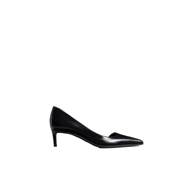 Khaite Jett D'Orsay Low Pump in Black Glazed Leather