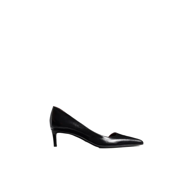 Jett D'Orsay Low Pump in Black Glazed Leather