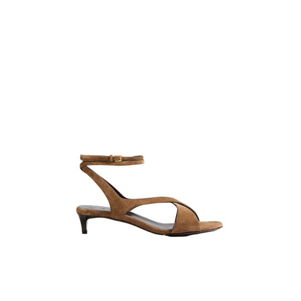 Liria Kitten Heel Sandal in Dattero Suede