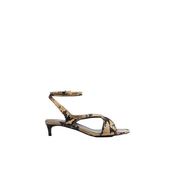 Liria Kitten Heel Sandal in Python-Embossed Taupe
