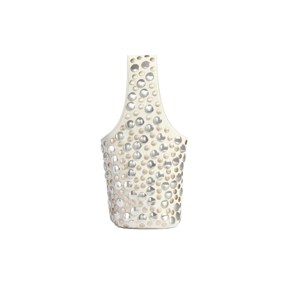 Khaite Livia Bag in Optic White Leather with Silver Studs