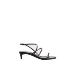 Khaite Loop Kitten Heel Sandal in Black Leather