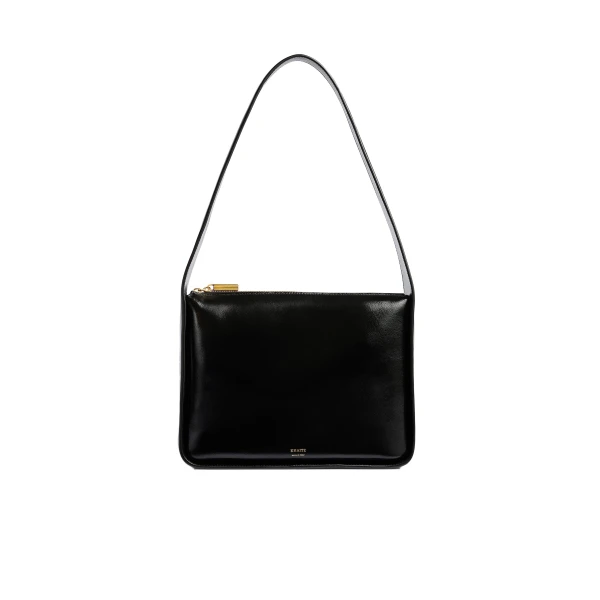 Khaite Lori Squared Bag in Black Crackle Patent Leather
