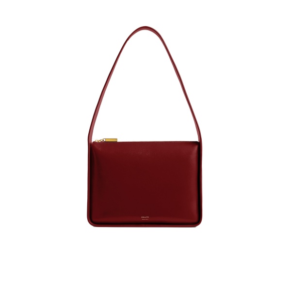 Khaite Lori Squared Bag in Oxblood Crackle Patent Leather