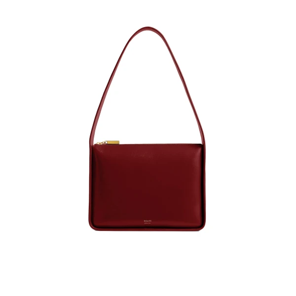 Khaite Lori Squared Bag in Oxblood Crackle Patent Leather