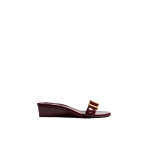Khaite Manhattan Sandal in Bordeaux Glazed Leather