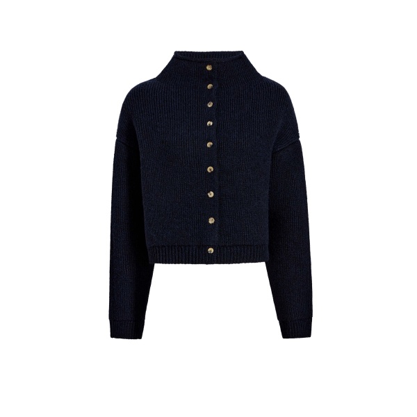 Khaite Marjorie Cardigan in Deep Navy | Knitwear | Coveti
