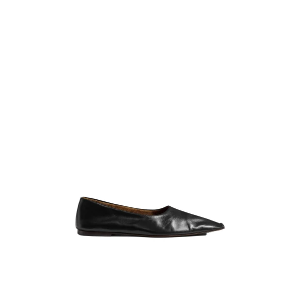 Marlene Ballerina in Black Glazed Leather - Image 5