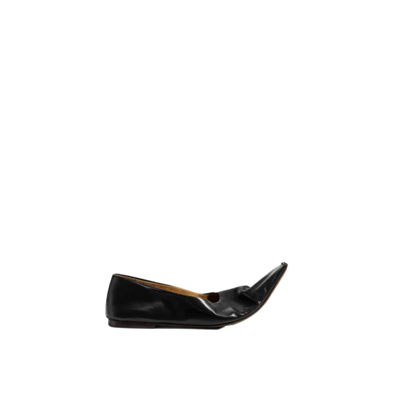 Khaite Marlene Ballerina in Black Glazed Leather