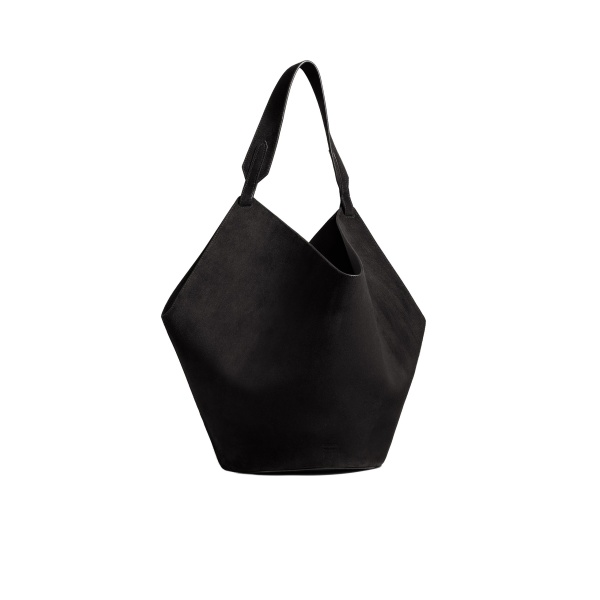 Khaite Medium Lotus Tote in Black Suede