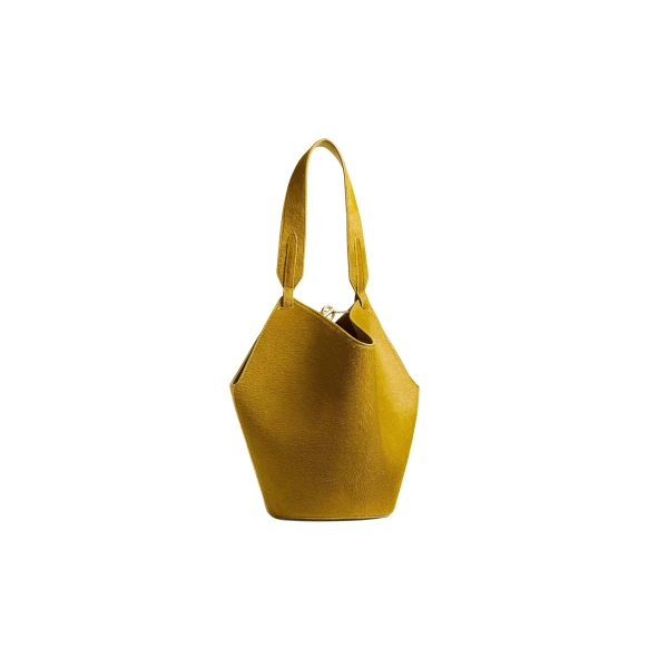 Khaite Mini Lotus Tote in Golden Olive Suede