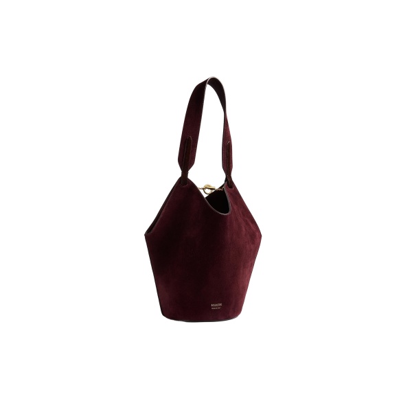 Khaite Mini Lotus Tote in Rouge Noir Suede and Haircalf
