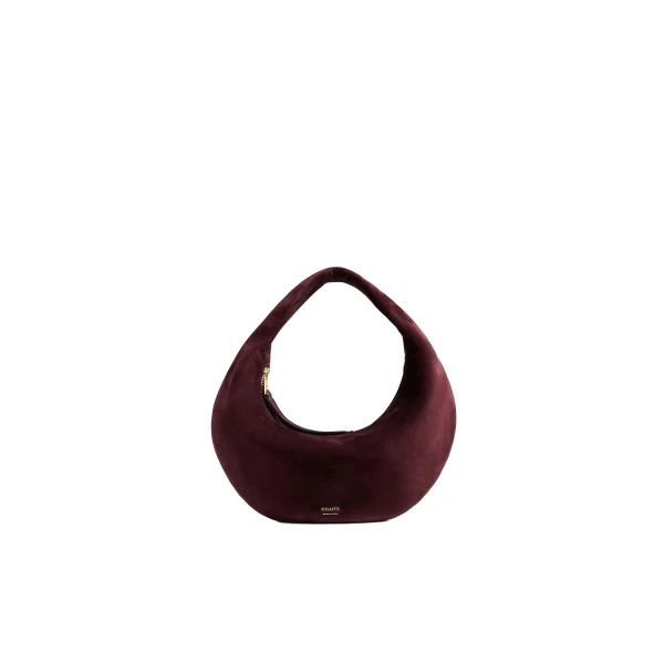 Khaite Mini Olivia Hobo in Rouge Noir Suede