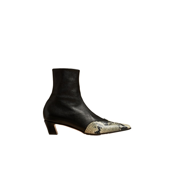 Khaite Nevada Stretch Low Boot in Black with Python-Embossed Leather