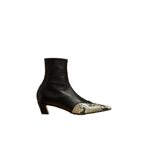 Khaite Nevada Stretch Low Boot in Black with Python-Embossed Leather