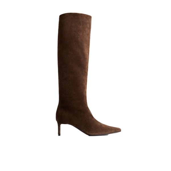 Khaite Ona Knee-High Boot in Ebano Suede