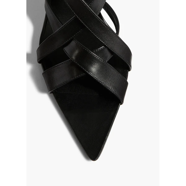 Sadie Sandal in Black Glazed Leather - Image 5