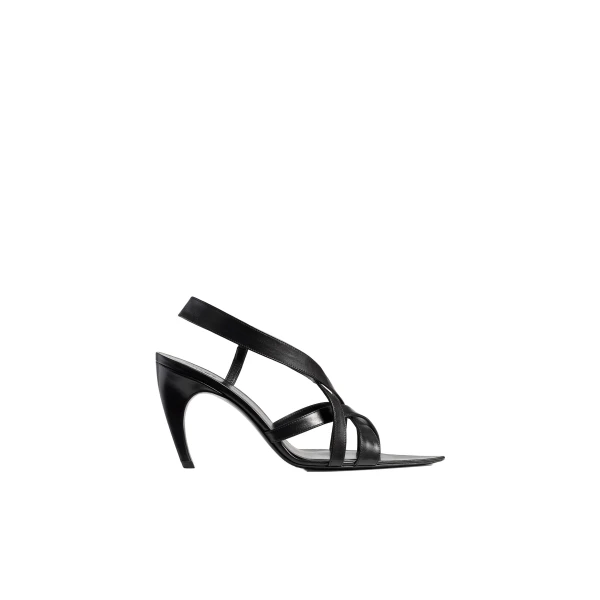 Sadie Sandal in Black Glazed Leather