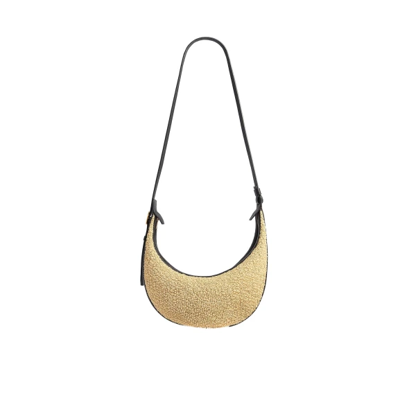 Khaite Small Augustina Crossbody Bag in Natural Raffia and Black Leather