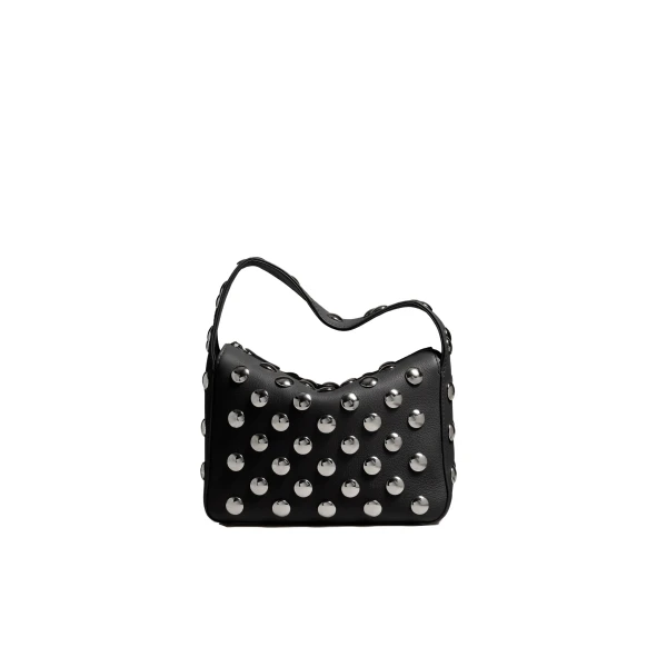 Khaite Small Elena Bag in Black Pebbled Leather with Studs