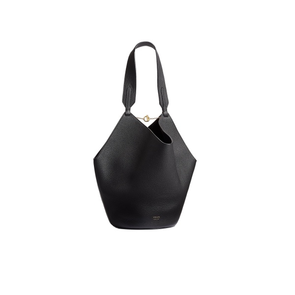 Khaite Small Lotus Tote in Black Pebbled Leather