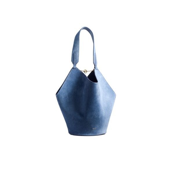 Khaite Small Lotus Tote in Cloud Iris Suede
