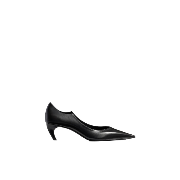 Khaite Valerie Low Pump in Black Glazed Leather