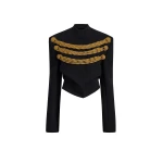 Khaite York Jacket With Cord Embroidery in Black and Gold | Jackets | Coveti