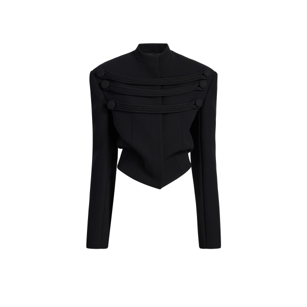 Khaite York Jacket with Cord Embroidery in Black | Jackets | Coveti