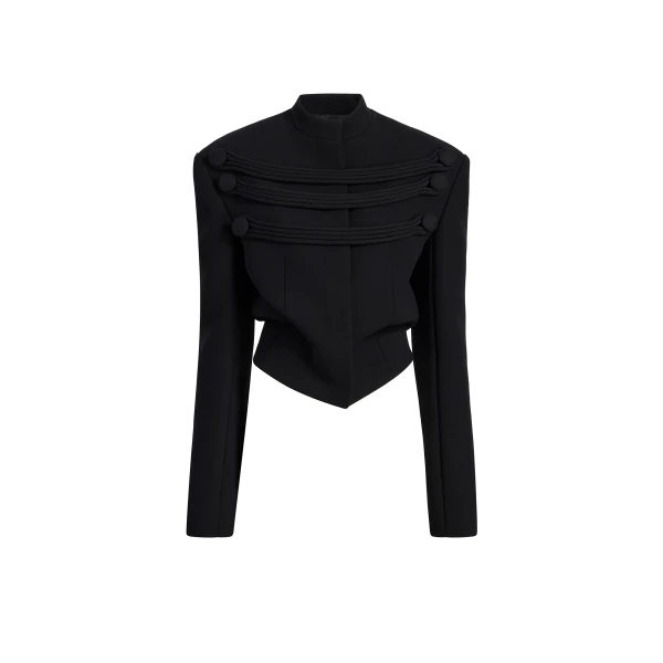 Khaite York Jacket with Cord Embroidery in Black | Jackets | Coveti