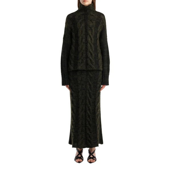 Ziva Skirt in Black and Olive Multi - Image 2